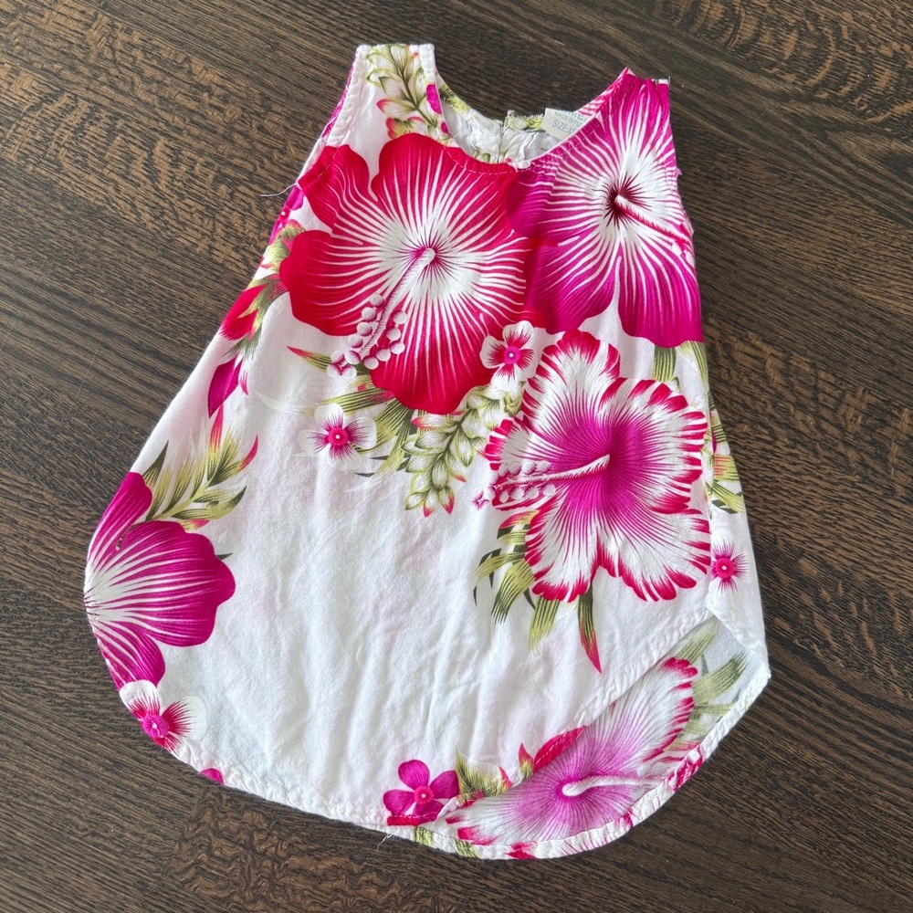 Floral Sleeveless Kids Dress - Pink and White